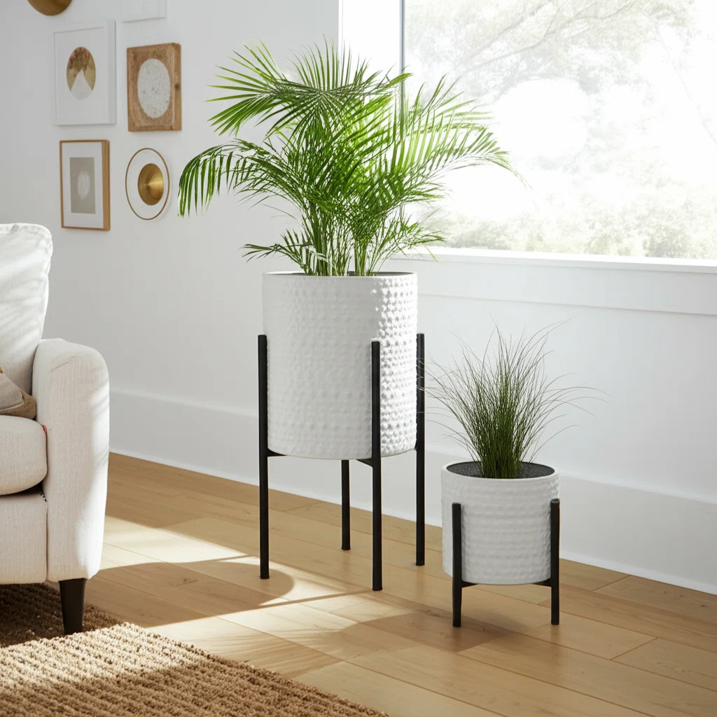 Aideen Metal Planter Pot Set for Indoor & Outdoor Use - Set of 2 | Wayfair North America