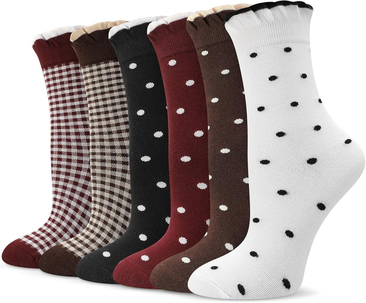 Women's Ruffle Socks Crew Casual Cute Socks Size 5.5-8.5 | Amazon (US)