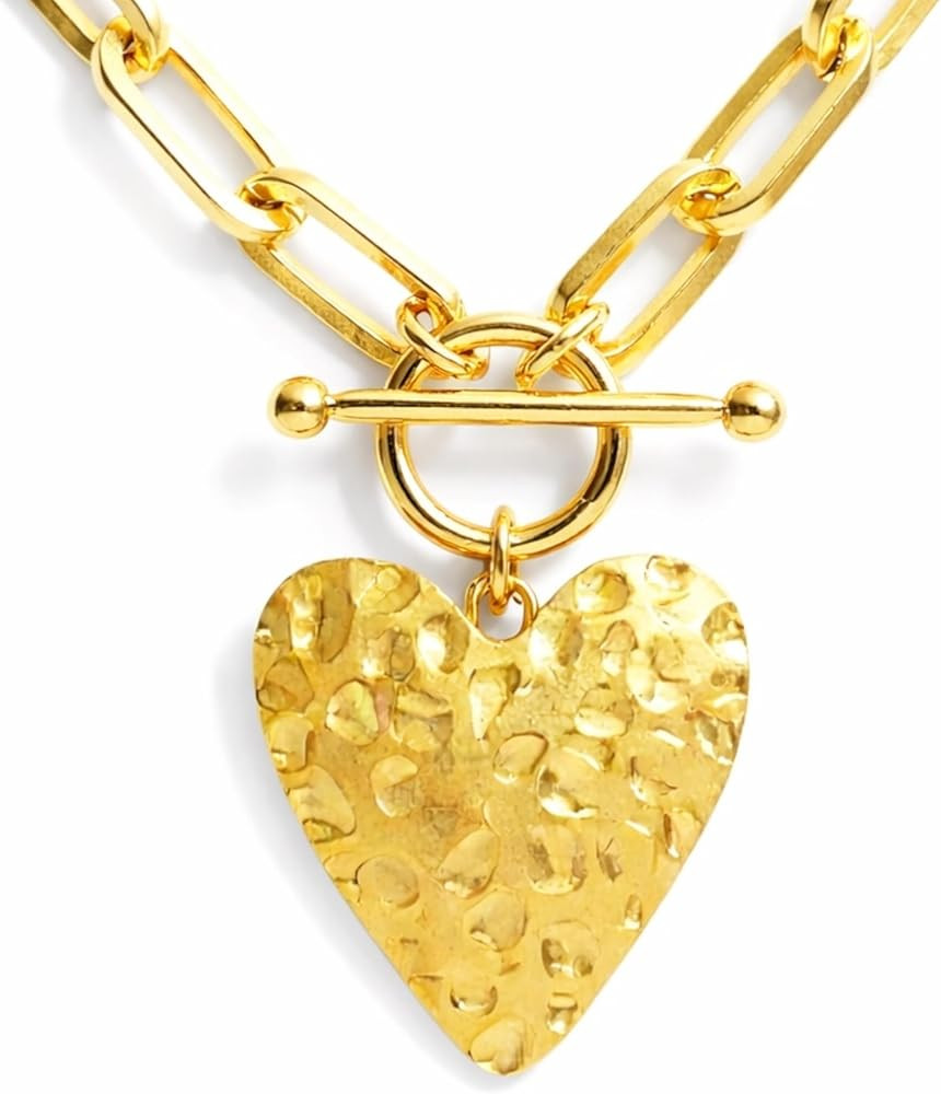 Wine Wear Chunky Gold Chain Necklace for Women, Link Charm Necklace with Toggle Clasp, Statement ... | Amazon (US)