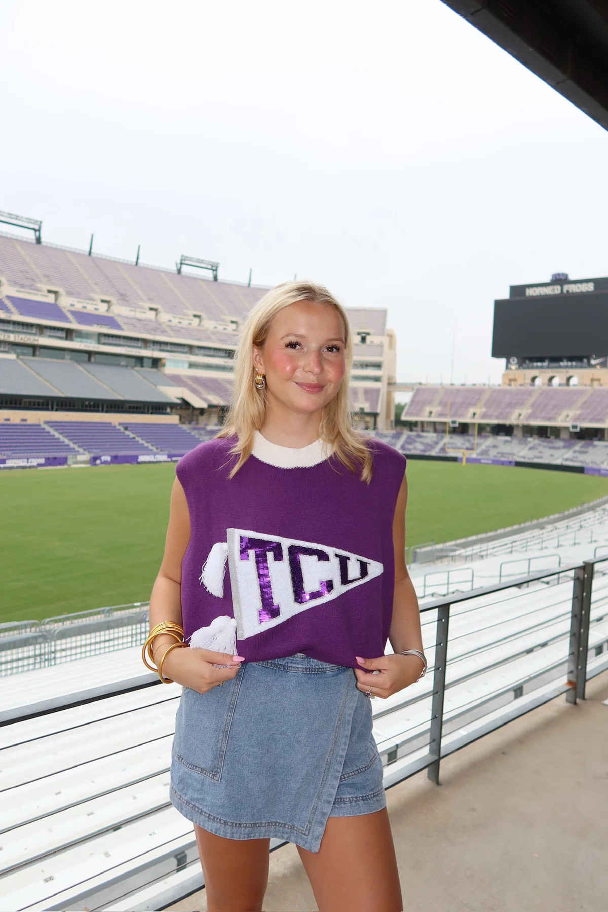 Licensed TCU Pennant Sweater Tank - Queen of Sparkles | Extremely Refined Boutique