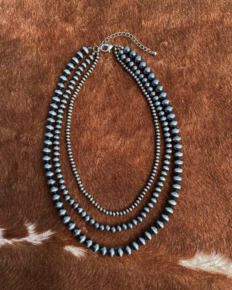 Navajo Style Pearl 3 Layered Necklace | Etsy | Etsy (US)