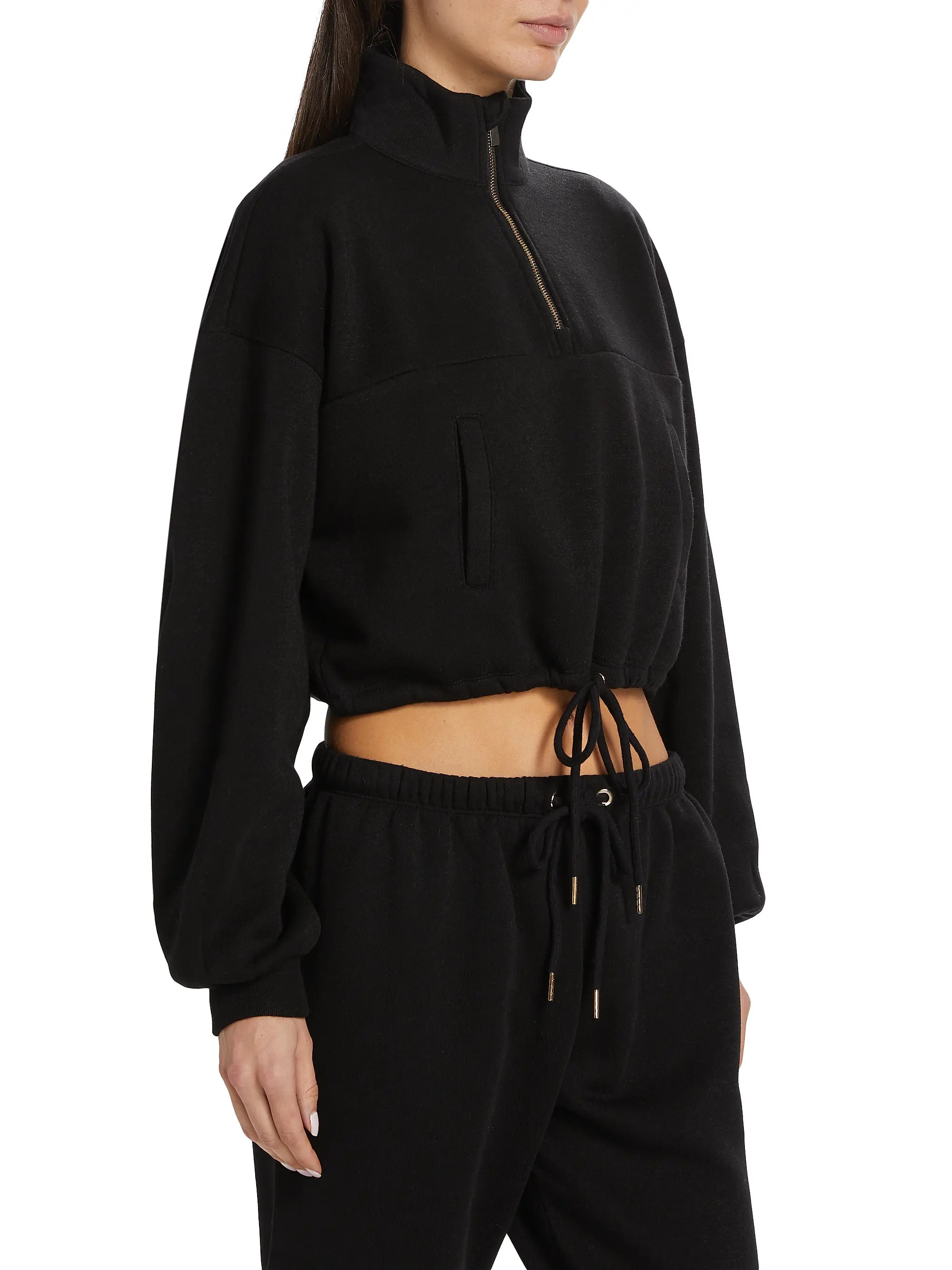 Fleece Cargo Half-Zip Crop Sweater | Saks Fifth Avenue