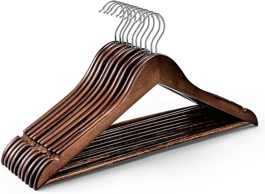HOUSE DAY Wooden Hangers 10 Pack, Heavy Duty Wood Coat Hangers for Closet, Smooth Finish Wooden S... | Amazon (US)