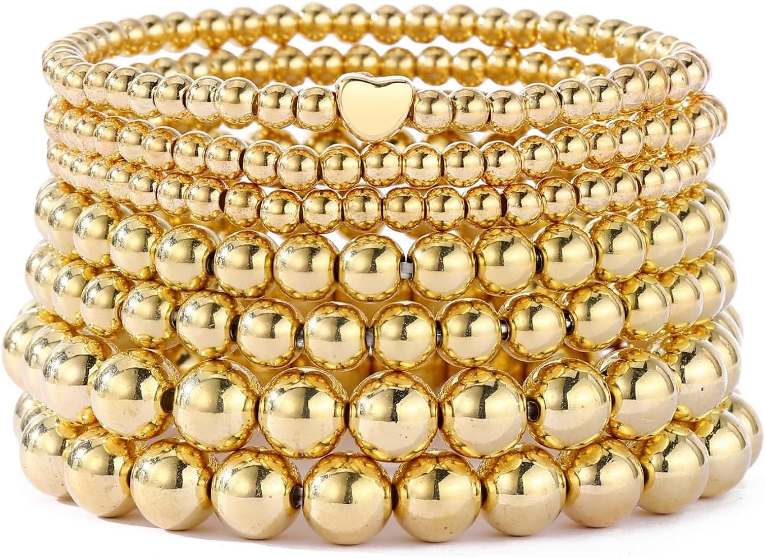 MengPa Beaded Bracelets for Women Trendy Stacks Boho Bead Bracelet Pack Friendship Jewelry | Amazon (US)