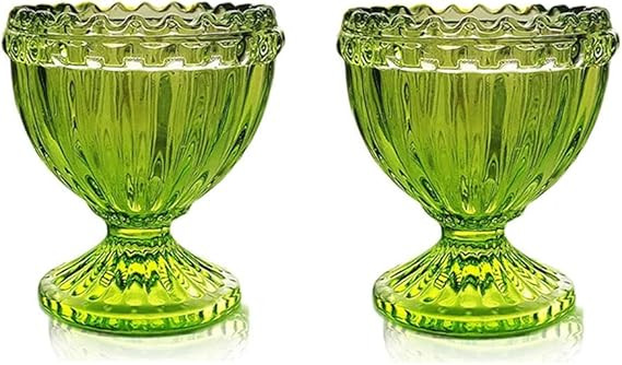 Green Glass Easter Egg Cup for Soft or Hard Boiled Egg Holder - Set of 2 Egg Holders for Breakfas... | Amazon (US)