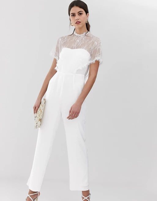Y.A.S lace bodice jumpsuit in white | ASOS US