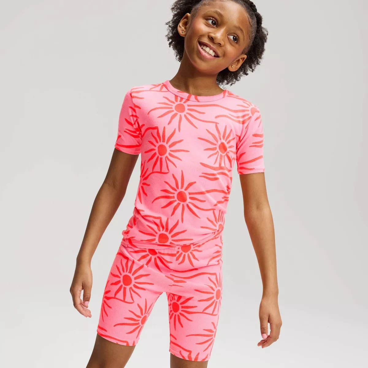 Girls' Short Sleeve Tight Fit Sweater Knit Pajama Set - Cat & Jack™ Orange 4 | Target