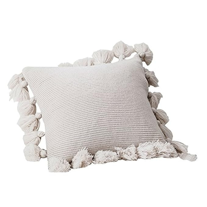 DOKOT Handmade Knitted Decorative Square Warm Throw Pillow Cover/Cushion Cover with Pom Pom Lantern  | Amazon (US)