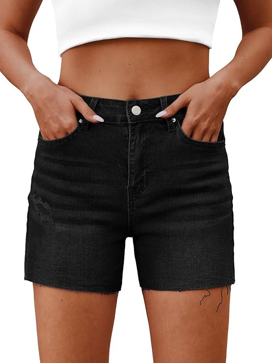 Lylinan Womens Mid-High Waisted Jean Shorts Denim Shorts for Women with Stretch Womens Shorts wit... | Amazon (US)
