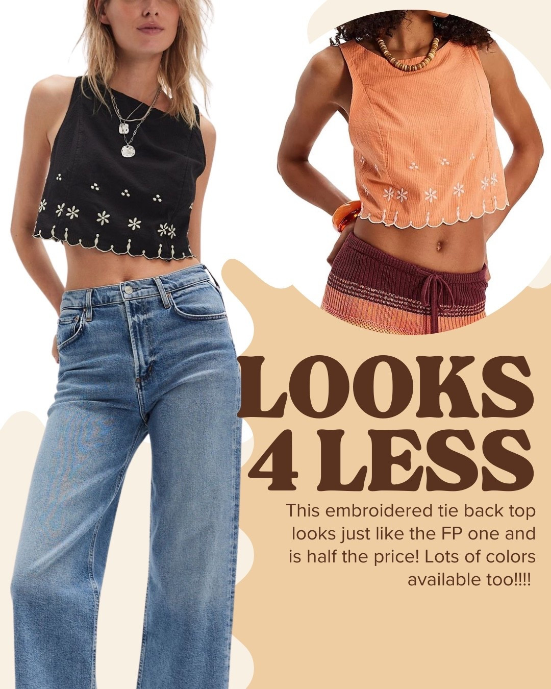 This embroidered tie back top looks just like the FP one and is half the price! Lots of colors available too!!!! 

Free people dupes | free people inspired | free people Kayla top | fall looks for less | fall style 

#LTKFindsUnder50 #LTKSaleAlert #LTKSeasonal