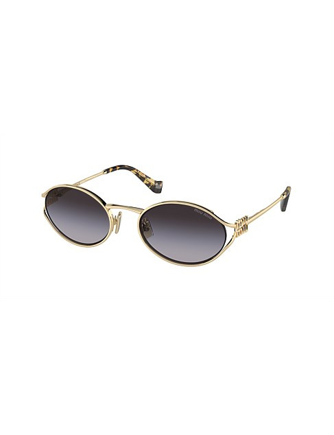 Miu Miu Oval Gold Grey Gradient Female Sunglass | David Jones | David Jones (Australia & New Zealand)