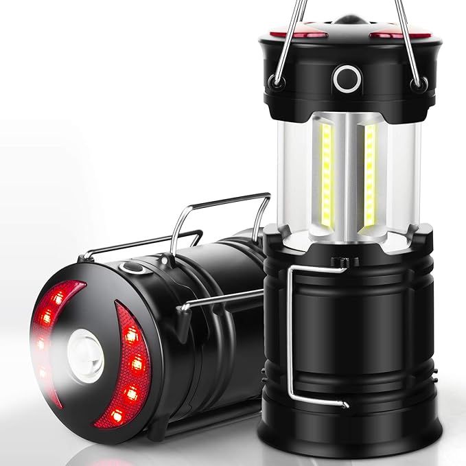 EZORKAS 2 Pack Camping Lanterns, Rechargeable Led Lanterns, Hurricane Lights with Flashlight and ... | Amazon (US)