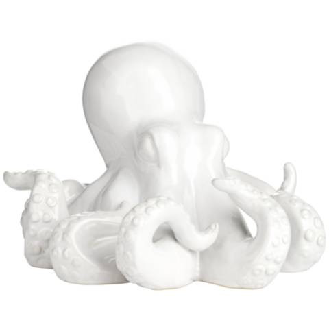Octopus 9 1/4" Wide Shiny White Decorative Figurine - #737V0 | Lamps Plus | Lamps Plus