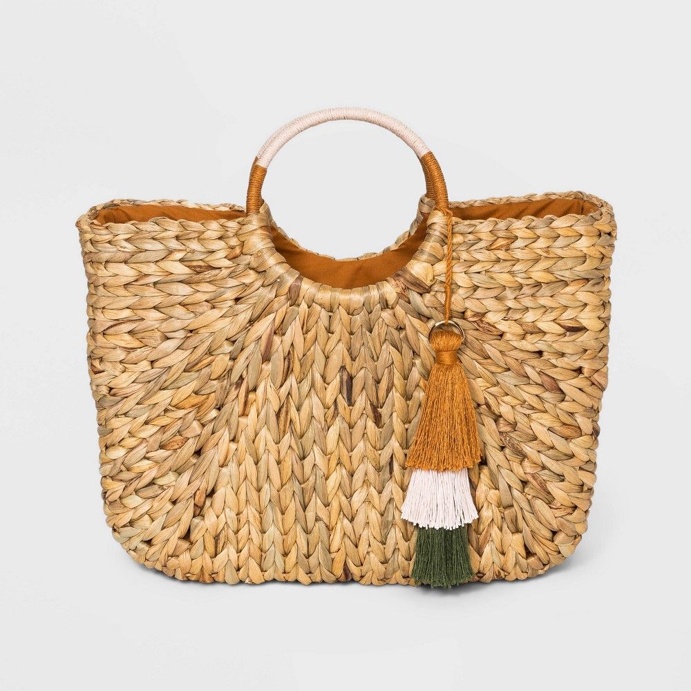 Straw Circle Tote Handbag - A New Day Natural, Brown | Target
