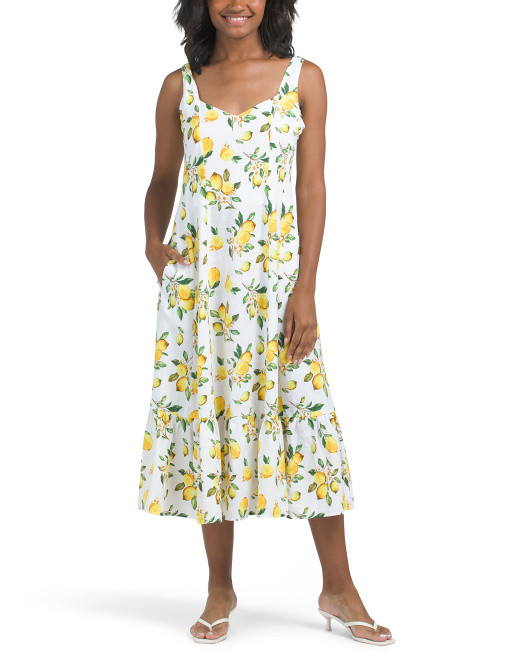Linen Blend Organic Lemon Seamed Dress | TJ Maxx