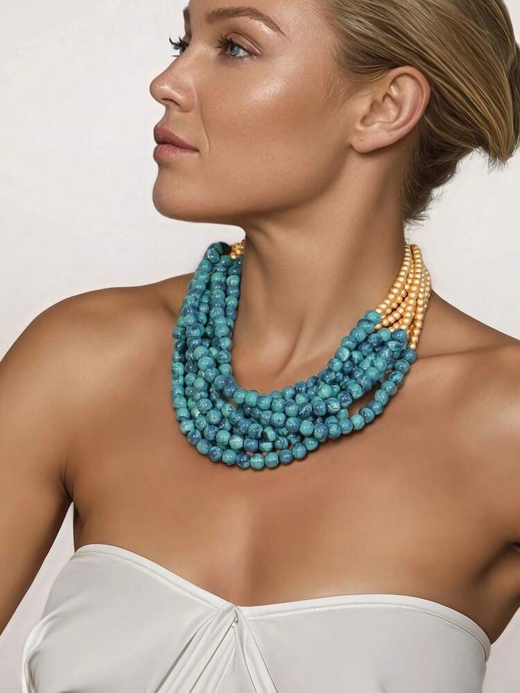 1pc Niche Design Multi-Color Beaded Multi-Layer Necklace, Create Personalized Fashionable Style | SHEIN