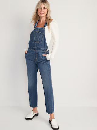 Slouchy Straight Workwear Non-Stretch Jean Overalls for Women | Old Navy (US)