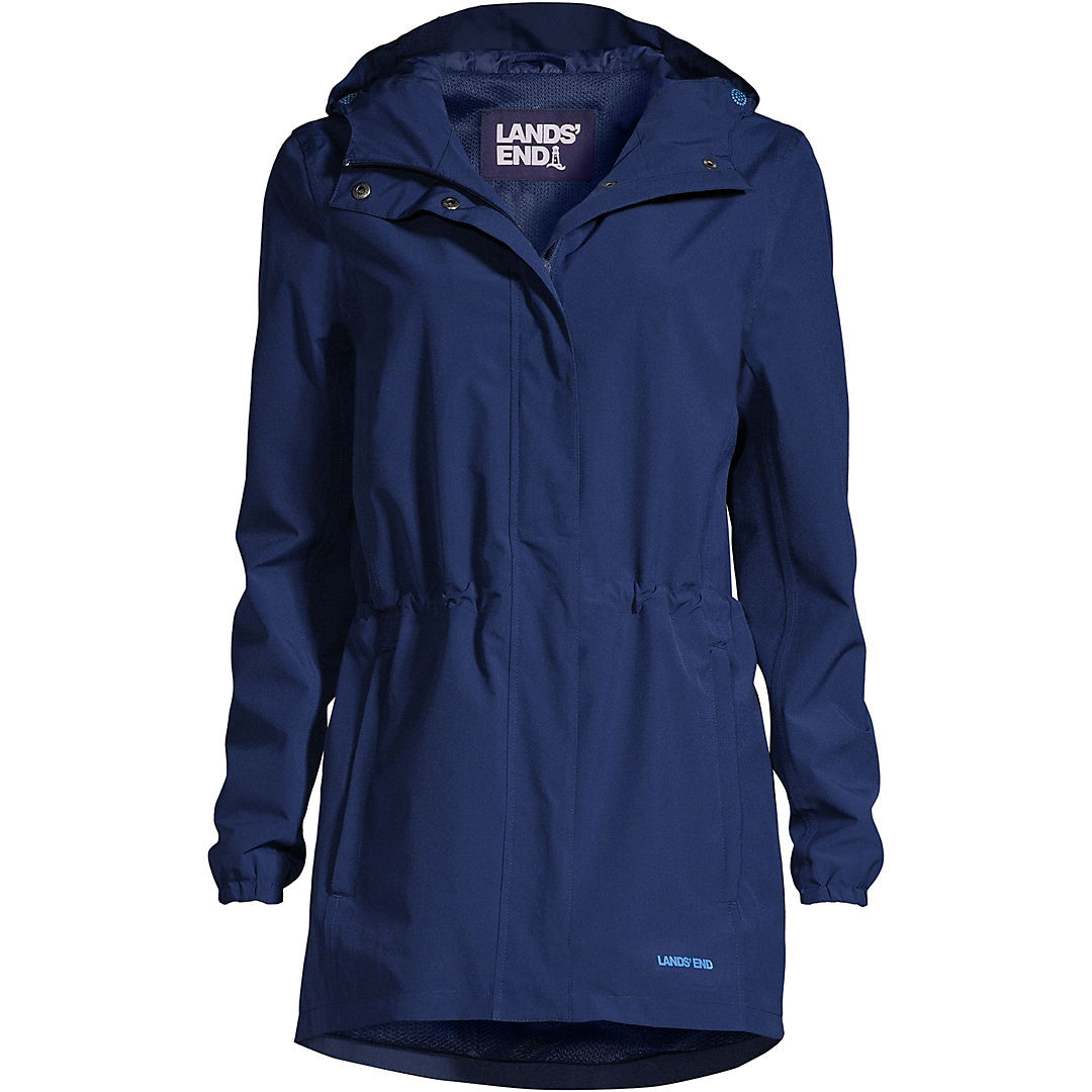 Women's Tall Waterproof Hooded Packable Raincoat | Lands' End (US)