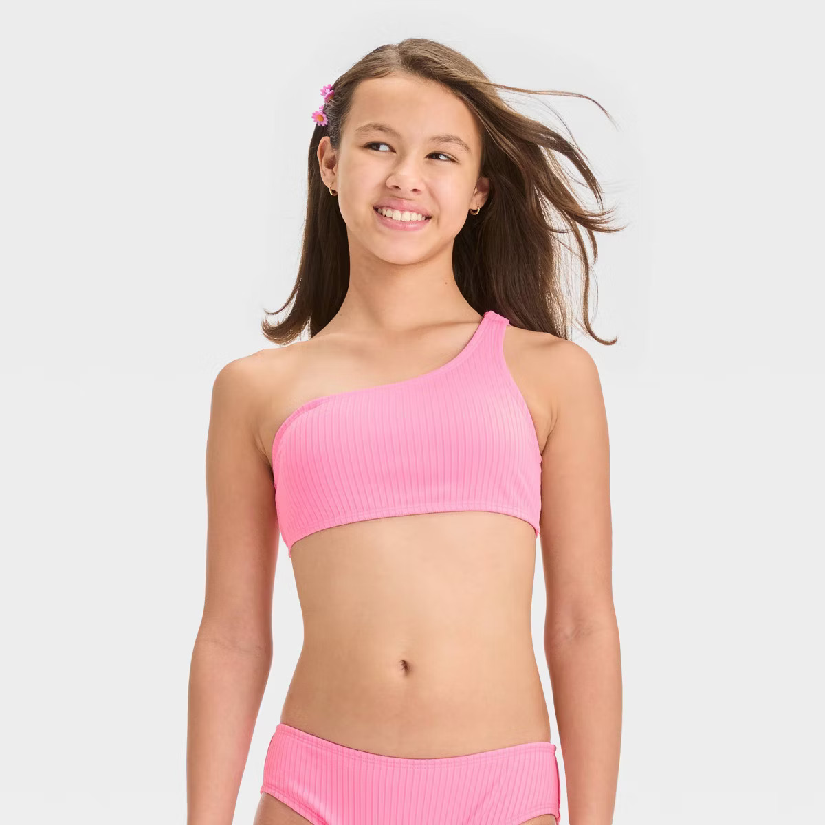 Girls' 'Stay a While' Solid Bikini Swim Top - art class™ Pink L | Target