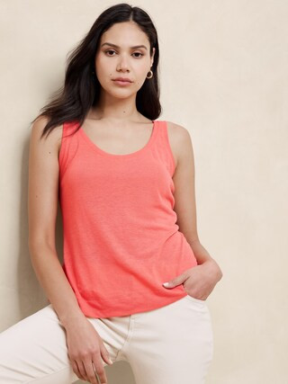 Linen-Blend Scoop-Neck Tank | Banana Republic Factory