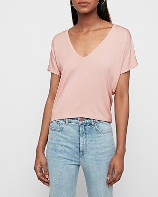 Short Sleeve V-Neck London Tee Pink Women's XXS | Express