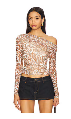 AFRM Barry Top in Taupe Animal from Revolve.com | Revolve Clothing (Global)
