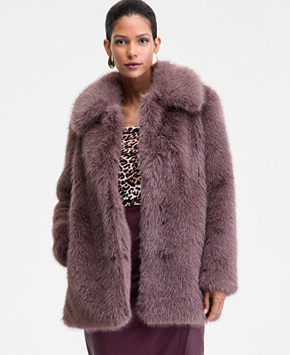 Women's Lapel Collar Faux-Fur Coat, Macy's Exclusive | Macy's