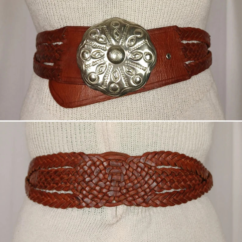 Vintage 90s Y2K Moroccan Woven & Braided Leather Belt, 32 36, Statement Belt, Festival, Boho, Wes... | Etsy (US)
