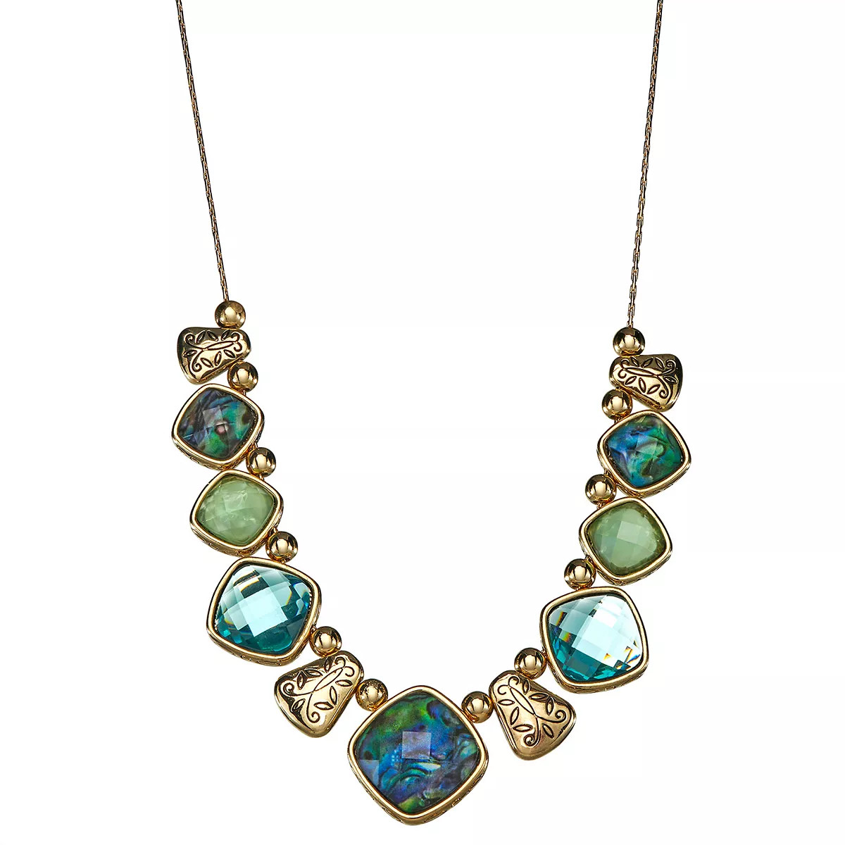 Napier Gold & Green Stone Statement Necklace | Kohl's