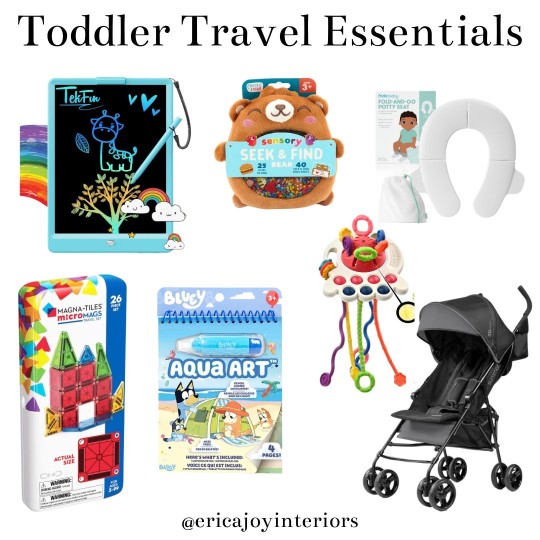 Essentials to pack when traveling with a toddler. Mess free ways of entertainment on the road or in the air and an umbrella stroller that packs so light you won’t even realize it’s there. 

#LTKTravel