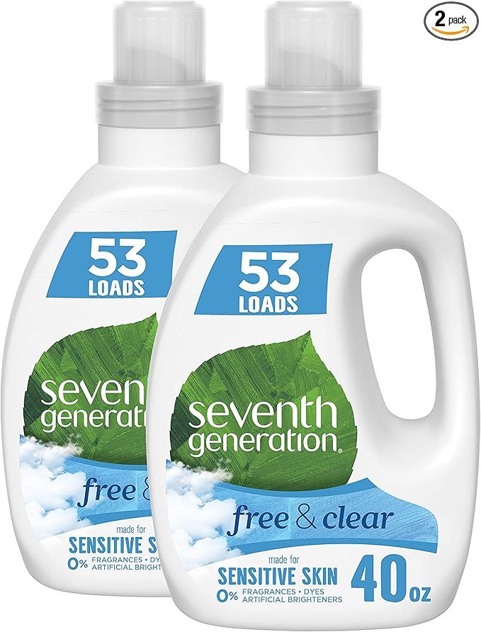 Seventh Generation Concentrated Laundry Detergent, Free & Clear Unscented, 40 Oz, Pack of 2 (106 ... | Amazon (US)