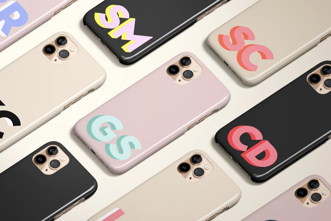 Monogram Initial iPhone Case Personalised iPhone 11 Pro Max Case Custom Large Dropshadow iPhone 1... | Etsy (US)