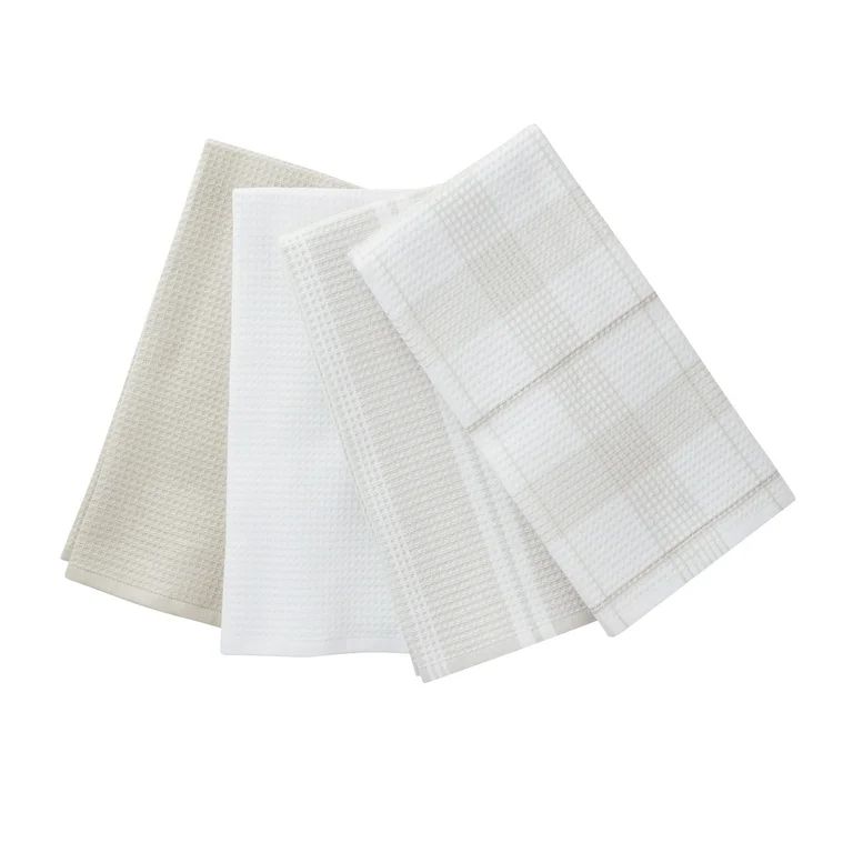 Better Homes & Gardens Papyrus-Beige Cotton Waffle-Weave Dual-Purpose Oversized Kitchen Towels 4 ... | Walmart (US)