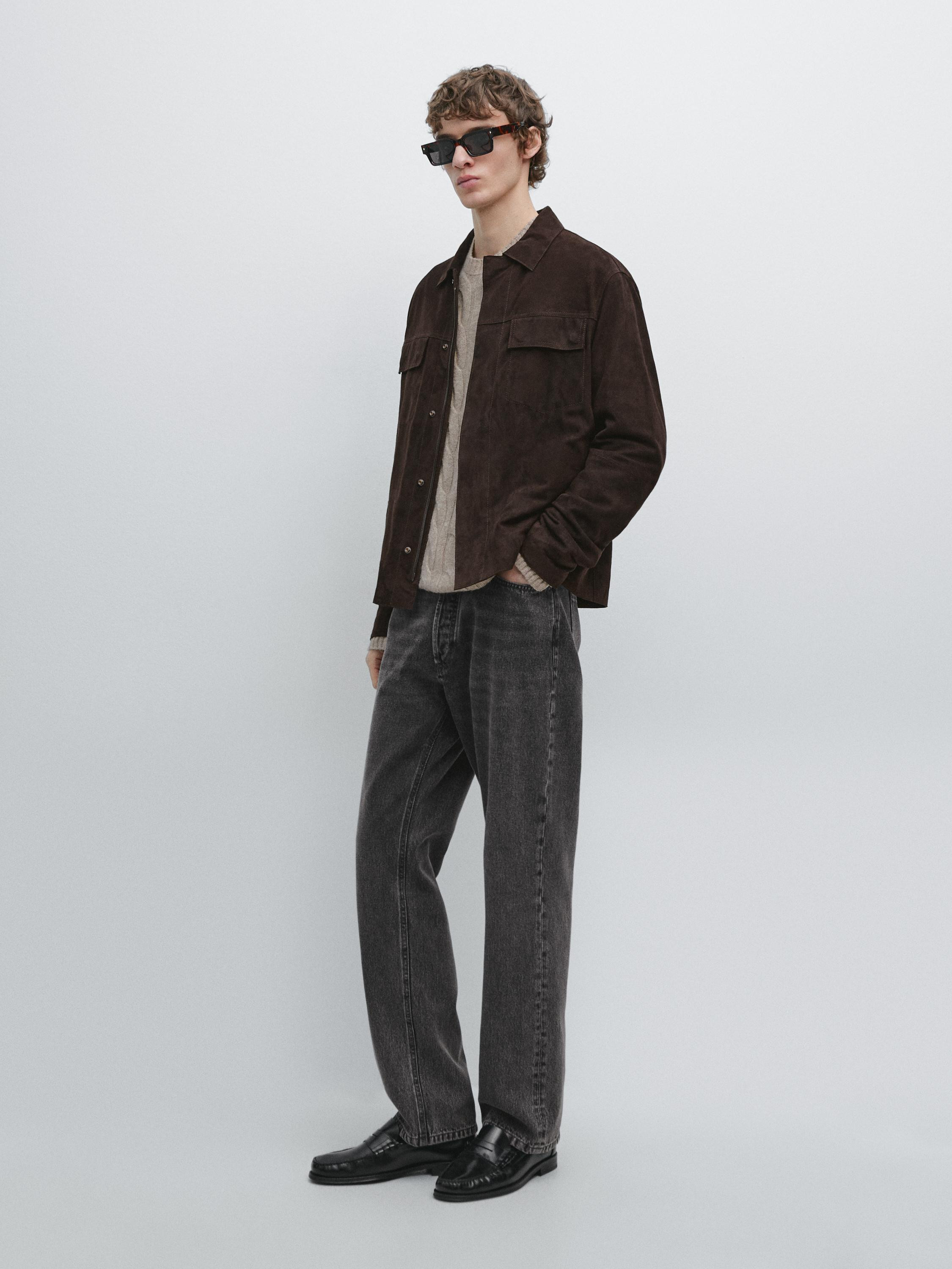 Suede leather jacket with pockets | Massimo Dutti UK