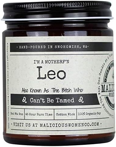 Malicious Women Candle Co - Leo The Zodiac Bitch - Can't Be Tamed, A Hot Mess (Red Hot Cinnamon),... | Amazon (US)