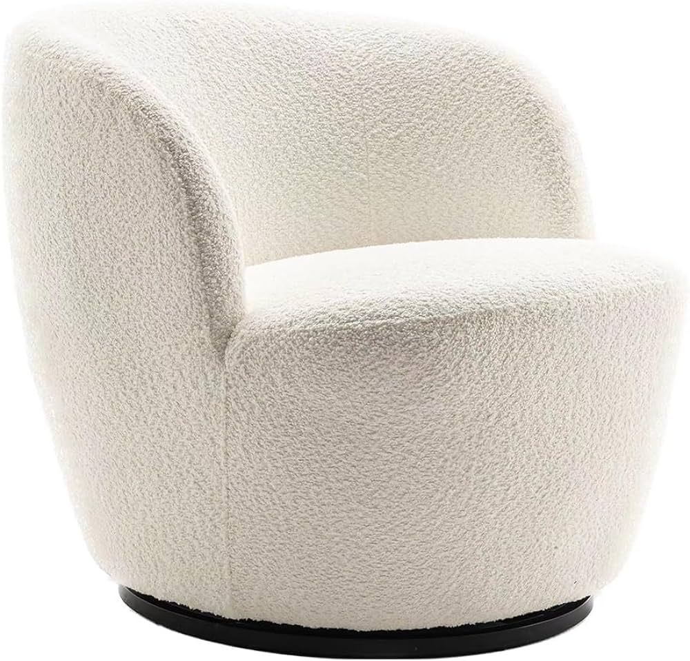 YOUNIKE Accent Chair Small Swivel Barrel Chairs 360° Rotation Teddy Velvet Single Sofa Modern Co... | Amazon (US)