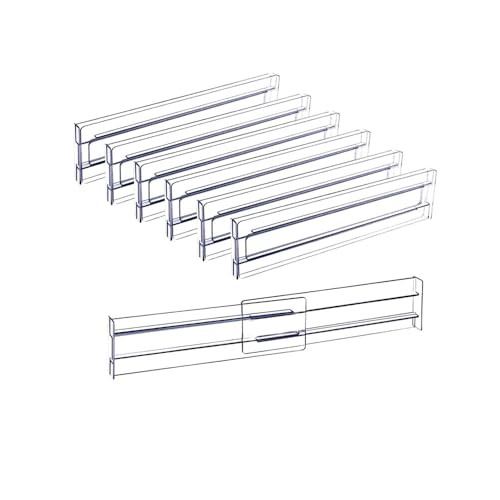 Acrylic Clear Drawer Dividers, Expandable 11-19'' Dresser Organizers Transparent Kitchen Drawer Organizer, Clear Plastic Drawers Separators for Clothing Kitchen Utensils and Office Storage 6 Pack | Amazon (US)