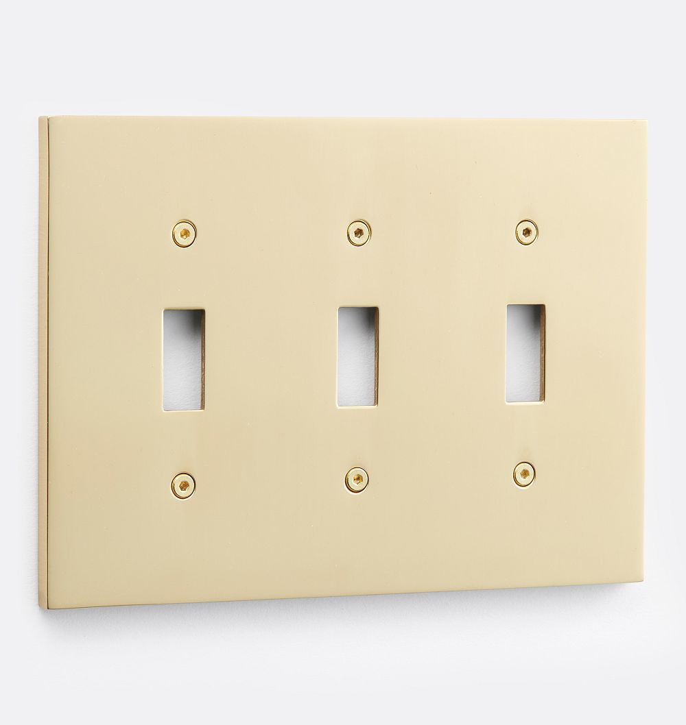 Fenton Triple Toggle Switchplate, Aged Brass | Rejuvenation