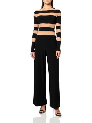 NORMA KAMALI Women's Spliced Straight Leg Jumpsuit, Black/Nude MESH | Amazon (US)