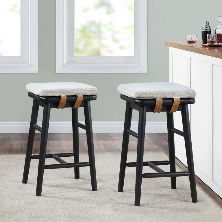 Better Homes & Gardens Springwood Backless Counter-height Stools, Set of 2, Black Finish | Walmart (US)