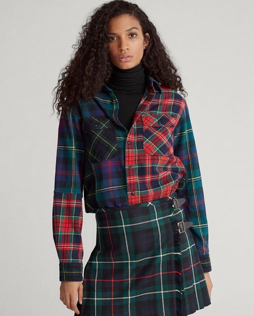 Contrast Plaid Cotton Shirt | Ralph Lauren (US)