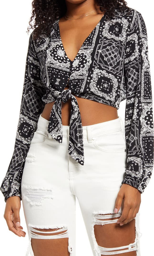 Print Tie Hem Crop Top | Nordstrom | Nordstrom