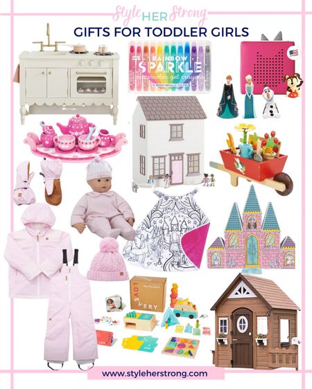 Gifts for Toddler Girls:
• Play kitchen
• play house
• tea set
• babydoll 
• doll house
• Toniez 
• winter apparel for kids 

#LTKHoliday #LTKGiftGuide #LTKkids