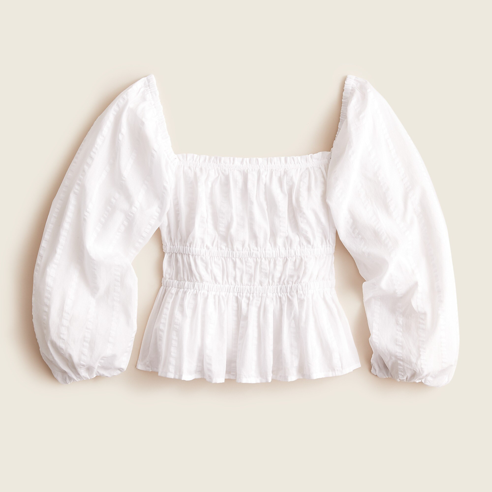 Puff-sleeve textured cotton top | J. Crew US