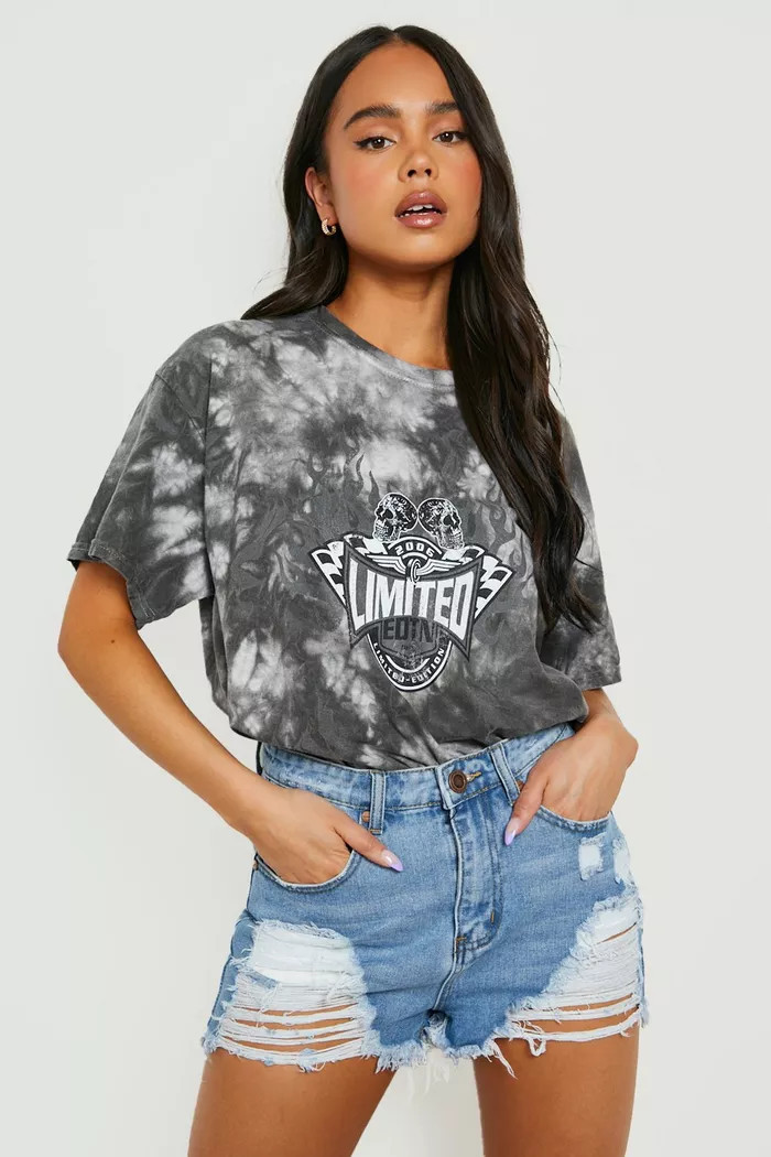 Petite Recycled Distressed Jean Short | Boohoo.com (US & CA)
