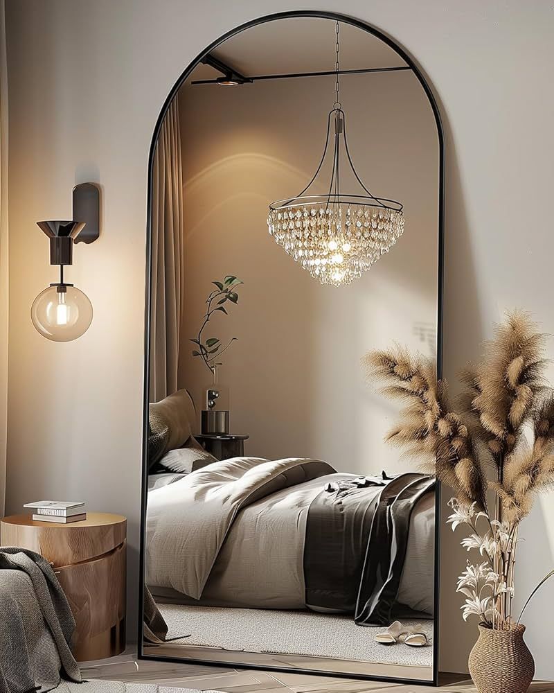 Full Length Mirror, 71"x28" Oversized Floor Mirror Freestanding, Arched Floor Standing Mirror Ful... | Amazon (US)