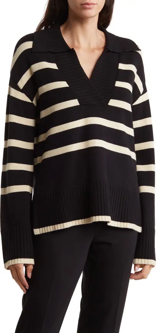 Ellen Tracy V-Neck Collar Stripe Sweater | Nordstromrack | Nordstrom Rack