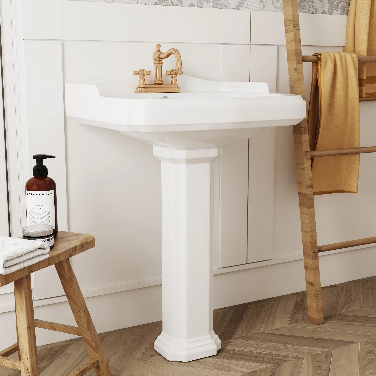 Dynasty 35.5" Tall Rectangular Vitreous China Pedestal Bathroom Sink with Overflow DV-1P522 | Wayfair North America