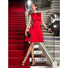 A-Linie Schmuck Knie-Länge Satin Cocktailparty Kleid mit Perlenstickerei / Applikationen durch TS Couture | Light in the Box