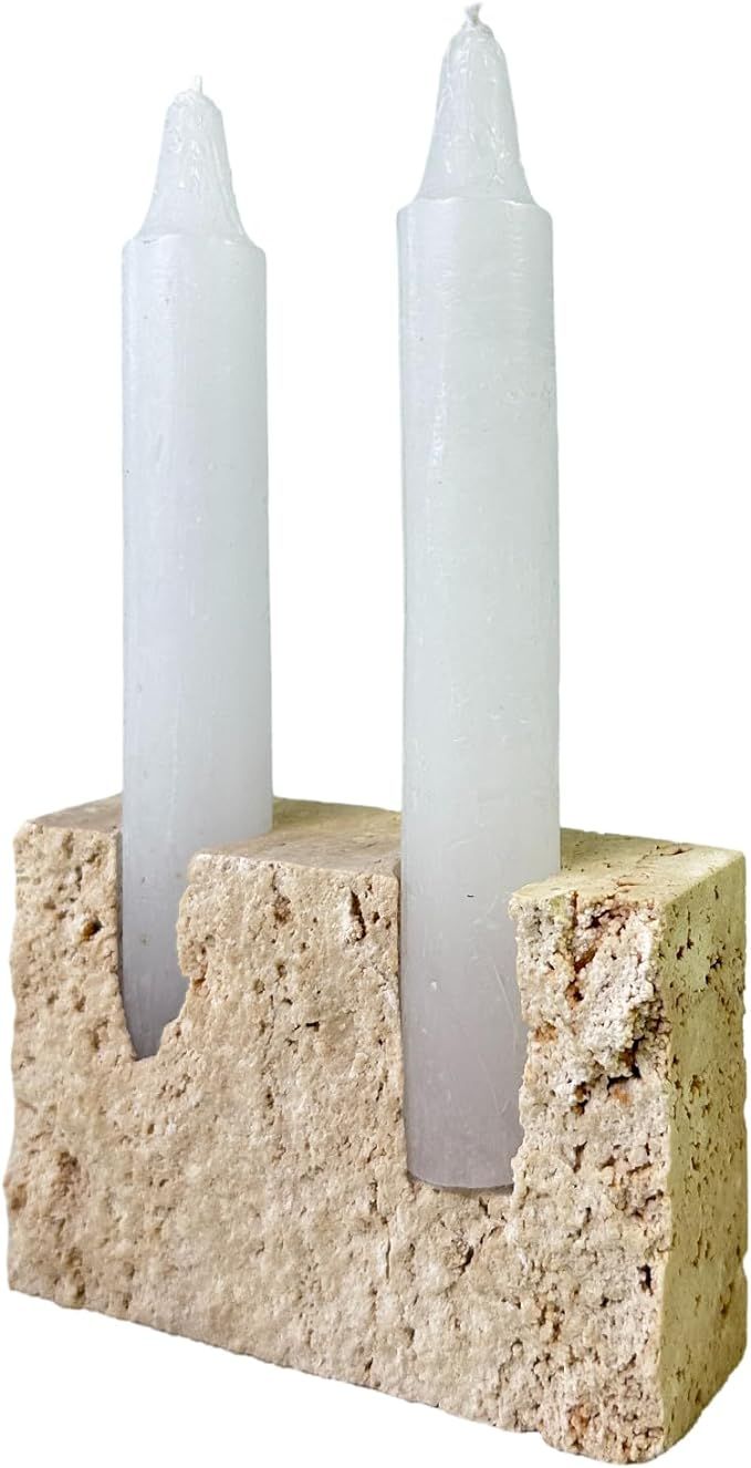 OAIQNUJ Marble Candle Holder Travertine Candlestick Holder for Home Decor, Natural Stone Holder w... | Amazon (US)